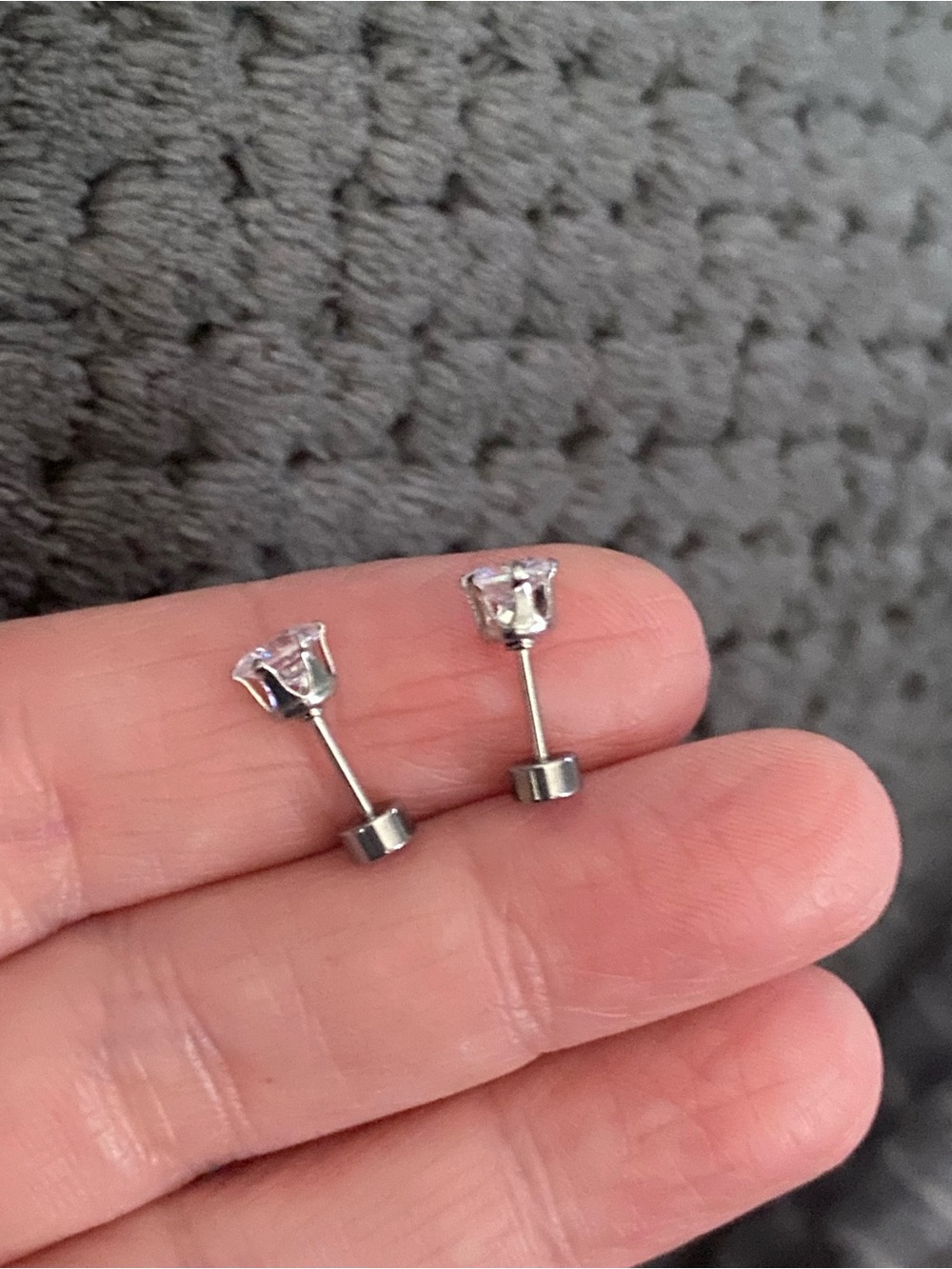 Silver Clear Crystal Stud Earrings - Classic Women's Jewelry